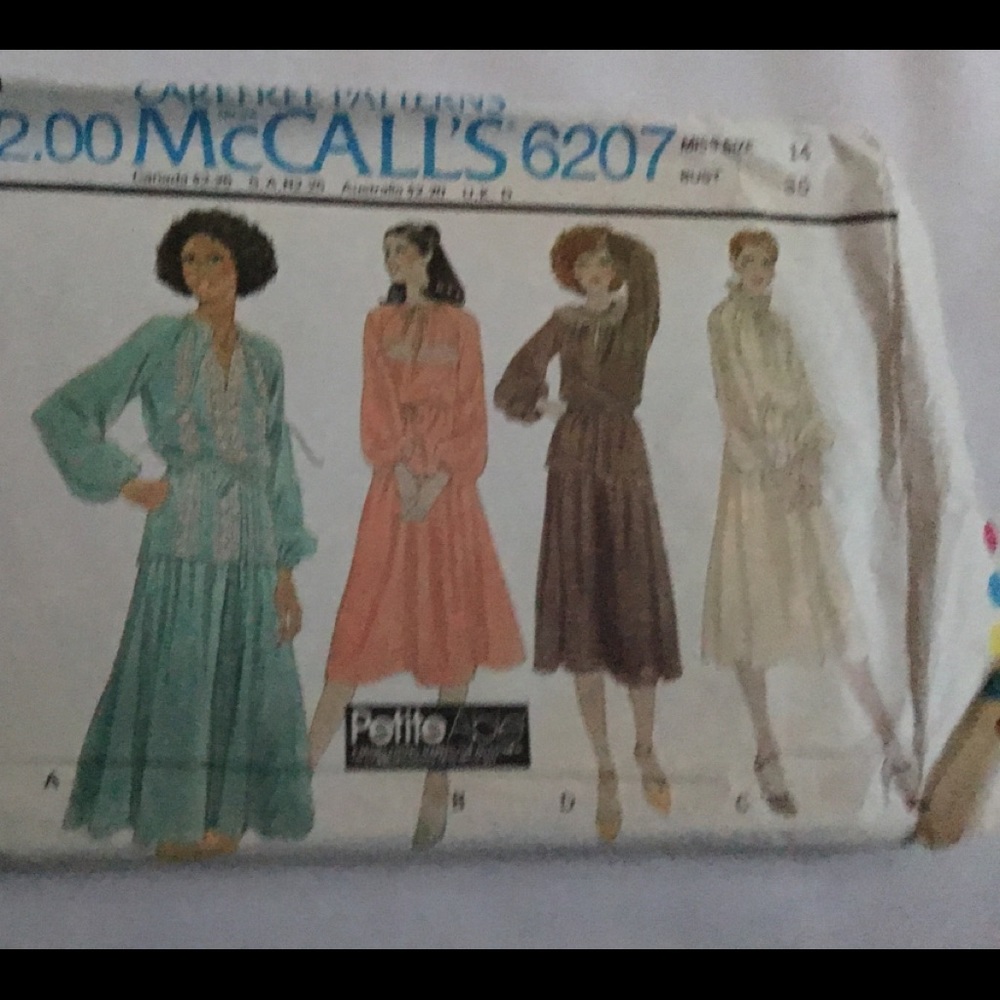 McCalls 6207 pattern vintage top, skirt, dress
